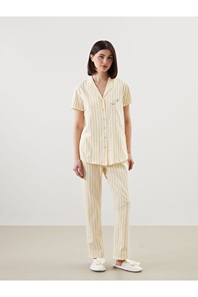 LC Waikiki Shirt Collar Striped Maternity Pajama Set