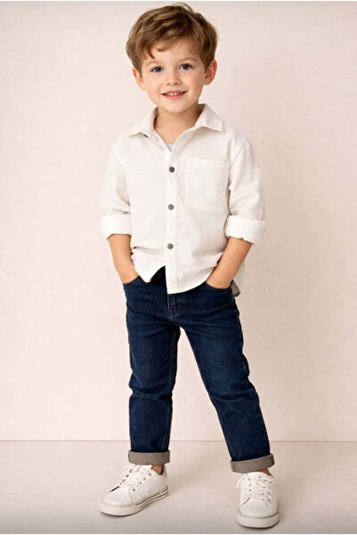 Luna Erkek Çocuk Krem Gömlekli Kot Pantolonlu Takım – Şık Günlük / Bayramlık ...