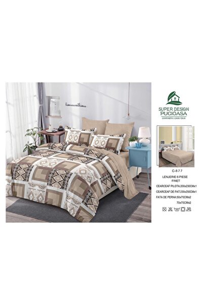 Antoniabeautyshop Lenjerie de Pat Finet 6 Piese C-877 Set Cearceaf Pilota 200...
