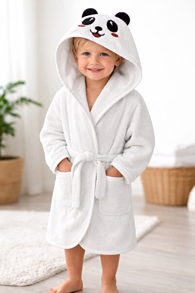INTER Z Hooded Baby Kids Bathrobe with Cute Panda Figure