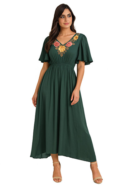 FOR WOMEN Floral Embroidered Maxi Dress