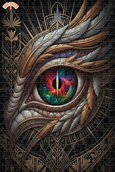 Esranın Dünyası Mysterious Dragon Eye Oil Painting Lookalike Art Puzzle 500 P...