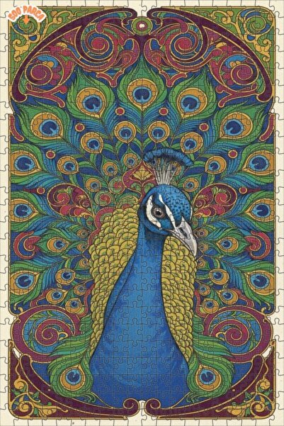 Esranın Dünyası Majestic Peacock Oil Painting Lookalike Wooden Puzzle 500 Pie...