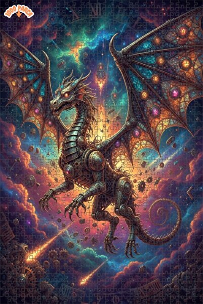 Esranın Dünyası Steampunk Mechanical Dragon Double-Layer Framed Wooden Puzzle...