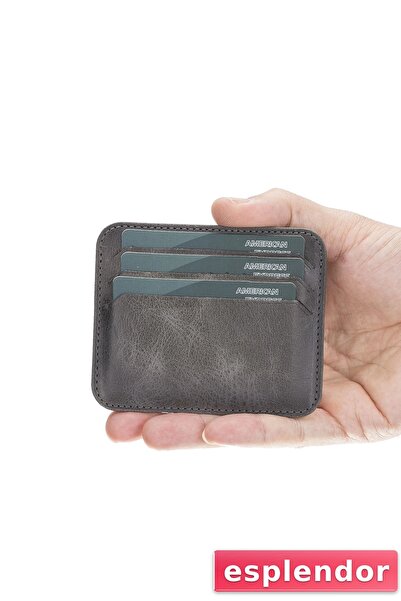 esplendor Pedro Slim Leather Card Holder Tn18Ef Gray