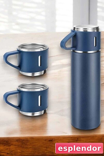 esplendor Stainless Steel 3-Piece Thermos Set Vacuum and 8 Hours Heat Preserv...