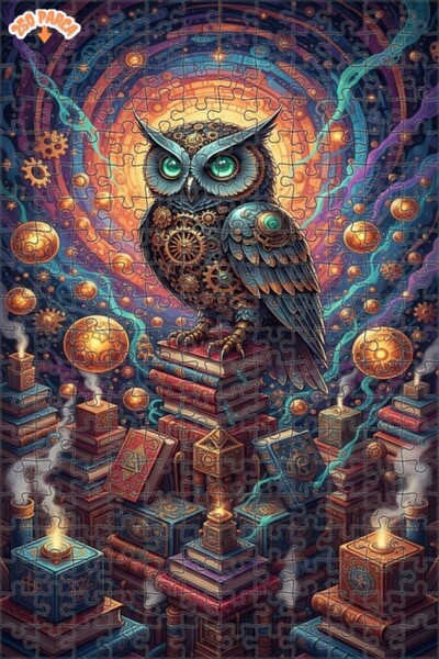 Esranın Dünyası لغز خشبي على شكل بومة ميكانيكية وعلماتية لا نهائية مكون من مز...