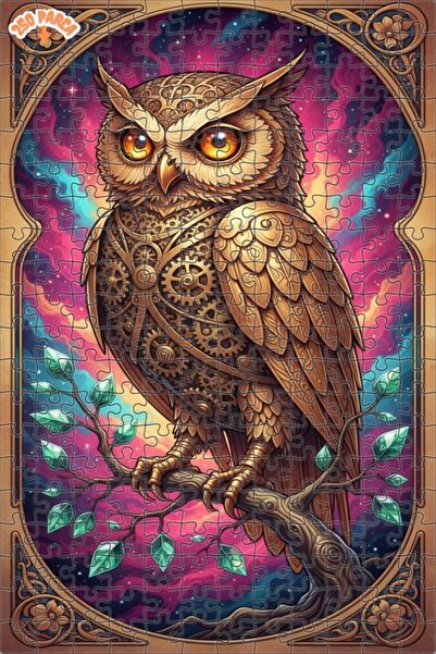 Esranın Dünyası Mechanical Owl Art Double Layer Framed Wooden Puzzle 250 Piec...