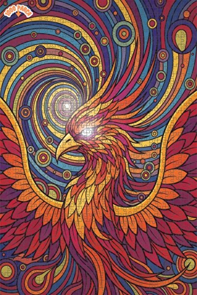 Esranın Dünyası Flaming Emerald Phoenix Double Layer Framed Wooden Puzzle 100...