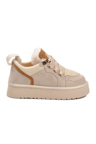 Aspor Beige Suede Lace-Up Unisex Children's Sports Shoes