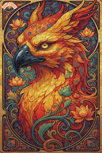 Esranın Dünyası Firebird Artwork Oil Painting Lookalike Double-Layer Framed W...