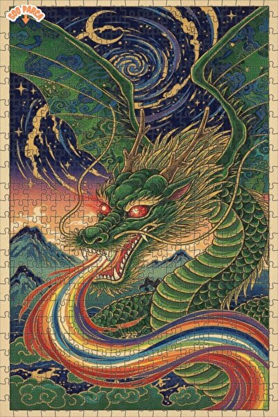 Esranın Dünyası Dragon Fire Double Layer Framed Wooden Puzzle 500 Pieces 50X30