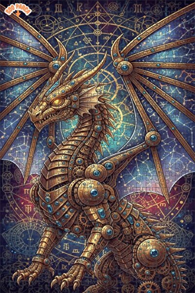 Esranın Dünyası لغز فني بمظهر لوحة زيتية لتنين ميكانيكي 500 قطعة 50×30