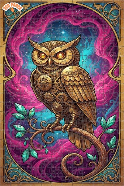 Esranın Dünyası Mechanical Owl Art Double Layer Framed Wooden Puzzle 250 Piec...
