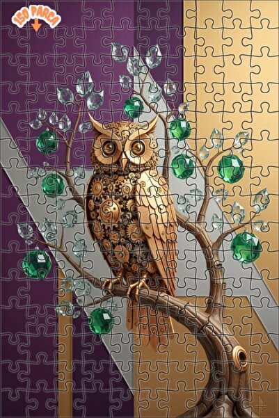 Esranın Dünyası Steampunk Owl Tree Double Layer Framed Wooden Puzzle 150 Piec...