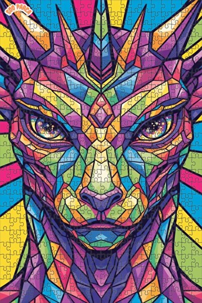 Esranın Dünyası Colorful Dragon Mosaic Art Wooden Puzzle Double-Layer Framed ...