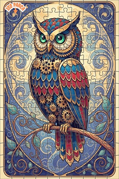 Esranın Dünyası Mechanical Owl Art Double Layer Framed Wooden Puzzle 150 Piec...