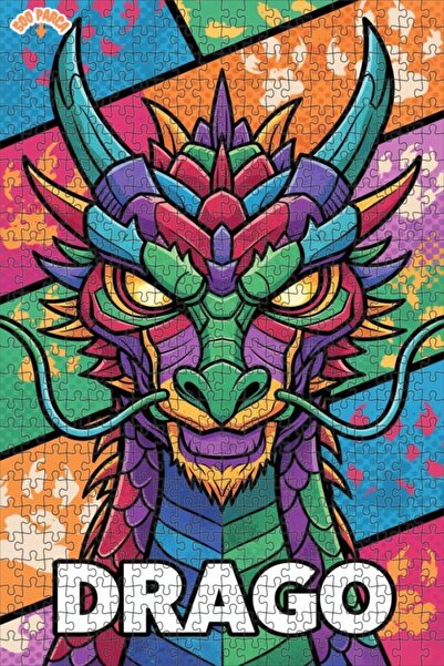 Esranın Dünyası Drago Comic Style Looking Wooden Puzzle with Double-Layer Fra...