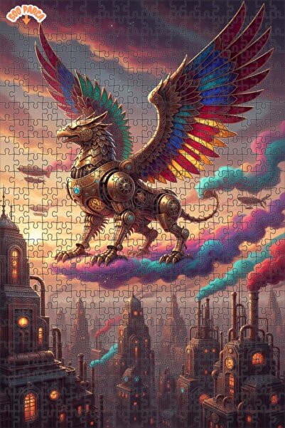 Esranın Dünyası لوحة فنية خشبية من ستيتش آند تيل: الأسد المجنح بالبخار مزدوج ...