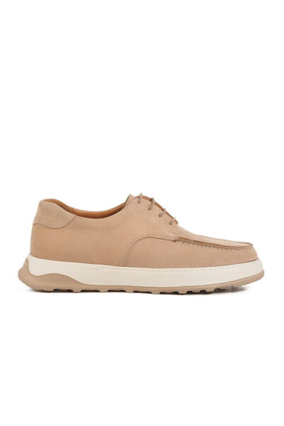 Aspor Beige Nubuck Genuine Leather Men's Casual Shoes