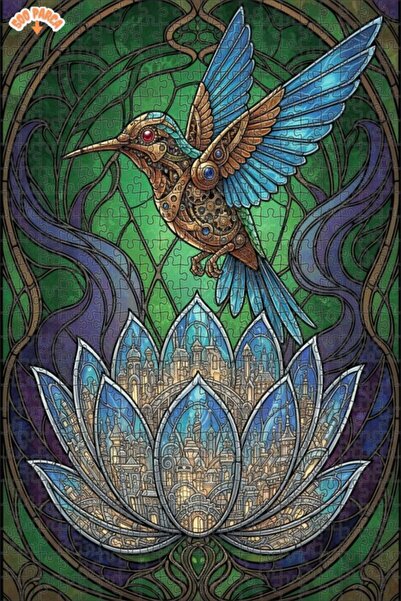 Esranın Dünyası Mechanical Hummingbird and City Baptism Flower Stained Glass ...