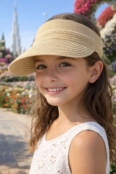 MARBERRY قبعة بناتي من القش باللون البيج للأعمار من 10 إلى 18 سنة