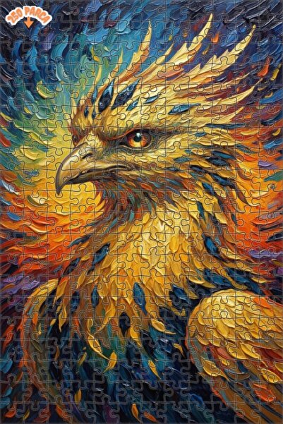 Esranın Dünyası Golden Eagle Oil Painting Lookalike Double-Layer Framed Woode...