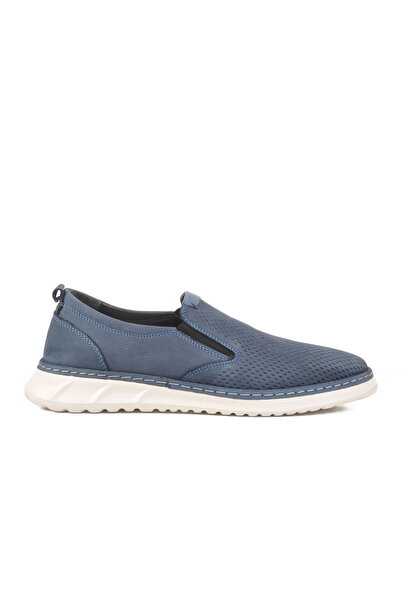 Aspor Blue Nubuck Genuine Leather Men's Casual Shoes
