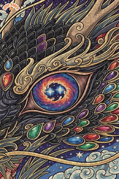 Esranın Dünyası Dragon Eye Galaxy Patterned Double-Layer Framed Wooden Puzzle...
