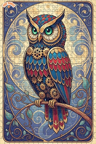 Esranın Dünyası Mechanical Owl Art Double Layer Framed Wooden Puzzle 500 Piec...