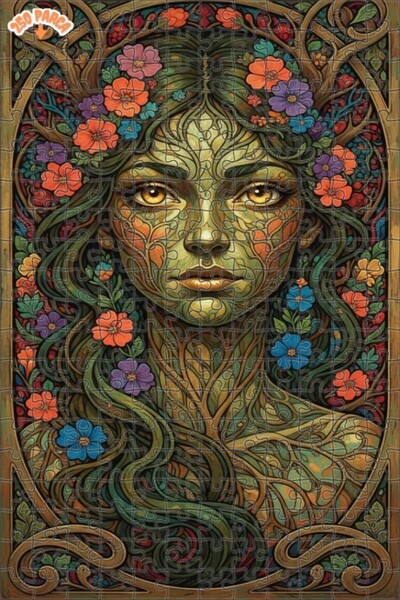 Esranın Dünyası Mother Nature Oil Painting Lookalike Art Nouveau Wooden Puzzl...