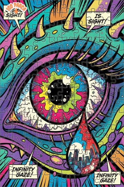 Esranın Dünyası Cosmic Eye Universe Watercolor Look Double-Layer Framed Woode...