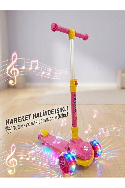 4-Stage Adjustable Children's Scooter with Music and Light Pink with 100 Kg Carrying Capacity