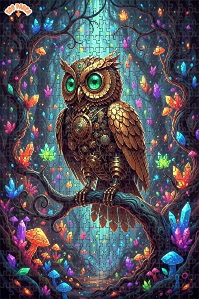 Esranın Dünyası Magical Mechanical Owl Wooden Puzzle Double-Layer Framed Wood...