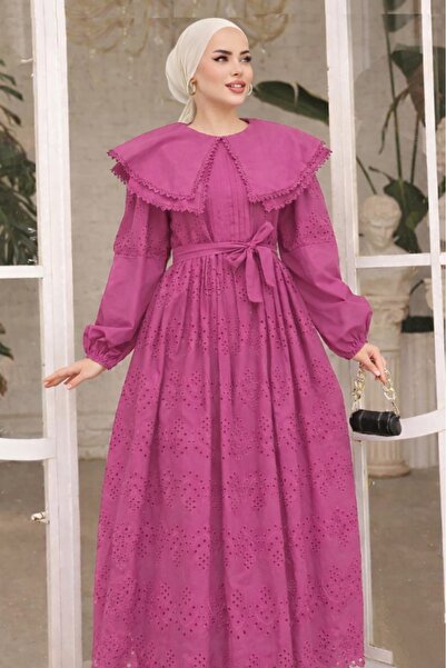 Safgiyim44 Cape Collar Lace Detail Dress