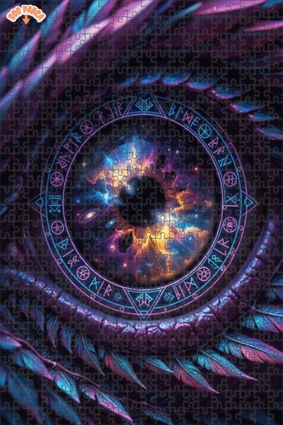 Esranın Dünyası Cosmic Eye Oil Painting Lookalike Double-Layer Framed Wooden ...