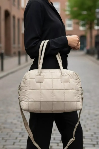 SA-EF Women's Wallet Piece Sleeveless Set and Crossbody Bag Beige Quilted Pie...