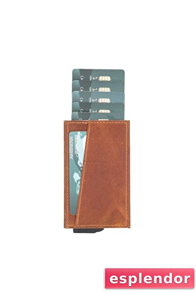 esplendor حامل بطاقات جلدي سحري من مونديلو G19 باللون البني