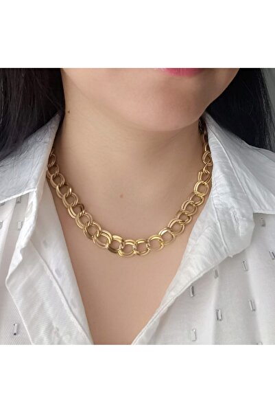 shop 316L Steel Gold Color Thick Ring Chain Necklace – Modern Stylish Design ...