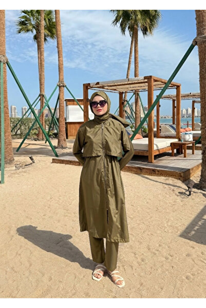 lurex moda Parachute Fabric Long Hijab Swimsuit