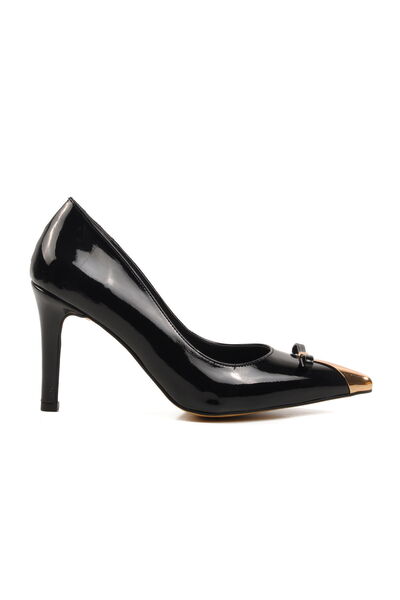 Aspor Black Patent Leather Thin Heeled Women's Evening Dress Shoes