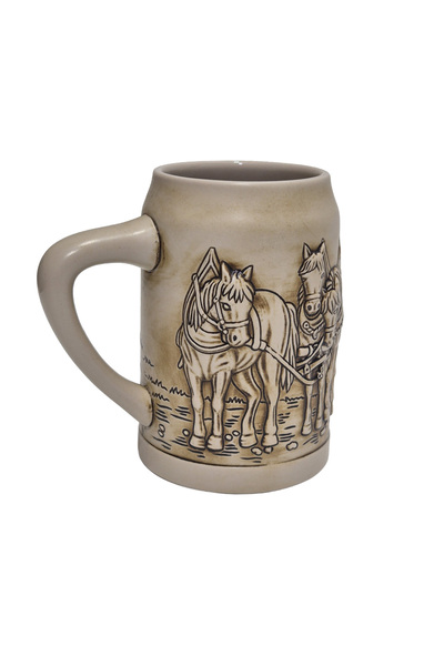 Hasyılmaz Vintage Tankart Embossed German Beer Glass with Horse Carriage Figu...