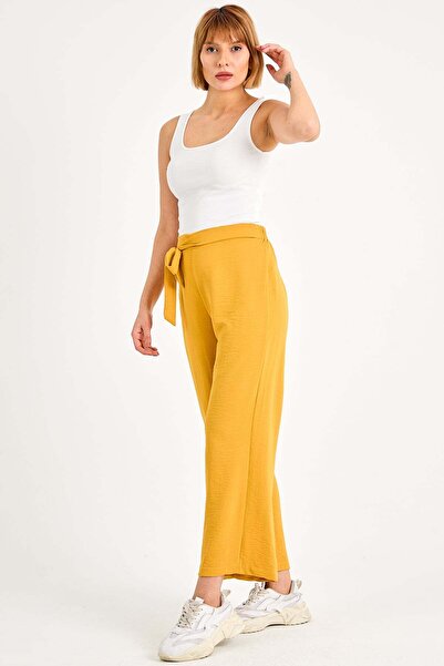 zenne Buy Tie-Detail Ayrobin Pants Mustard
