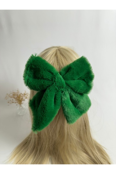 MegssStore مشبك أوتوماتيكي بفيونكة قطيفة خضراء