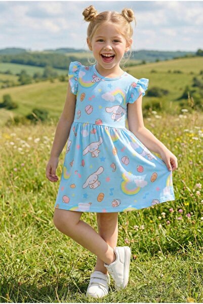 minikiss Rochie de vară jerseu simplu material elastic pentru fete, cu imprim...