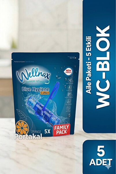 Wellnax ( 5'li Paket ) WC Blok Portakal – Yoğun Köpük Etkisi, Hijyenik Temizl...