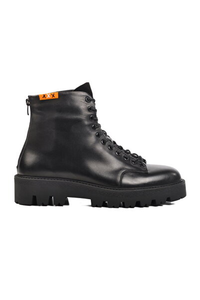 Aspor Black Genuine Leather Flat Men's Boots