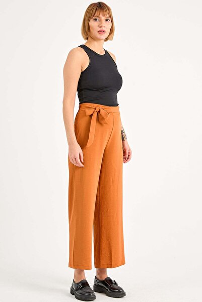 zenne بيلي بأربطة سروال أيروبين بني