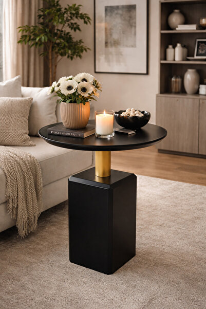 Gold Design KÜP model siyah gold 55 yükseklik 45 üst tb mobilya ake yan sehpa...