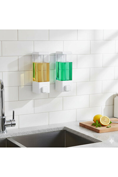 DLN SHOP 2 Pieces Wall Mounted Liquid Soap Dispenser Shampoo Dispenser. Both ...